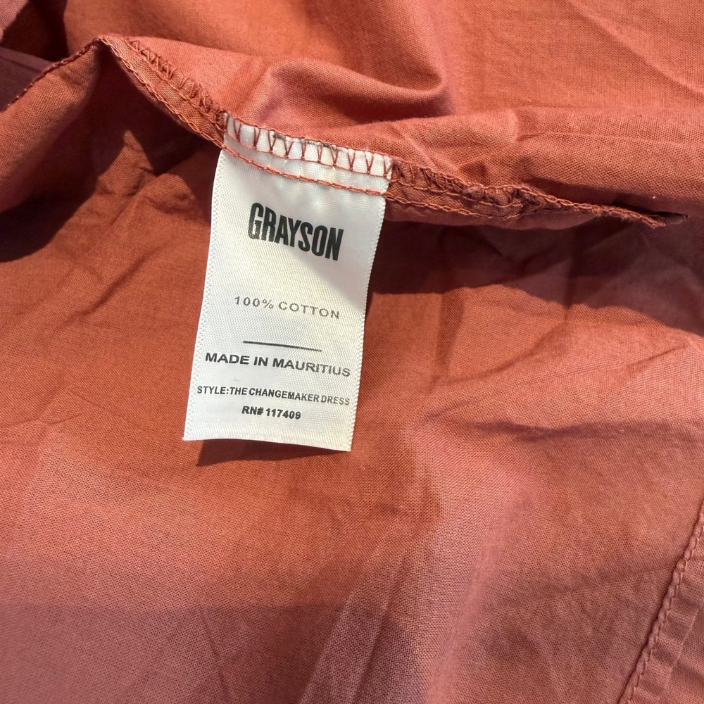 Grayson Shirt Dress Womens Large (4) Dusty Red Cotton Tiered Buttons Drop Waist - Picture 7 of 8